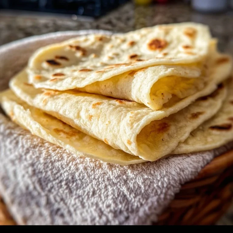 Homemade flour tortillas rolled on a wooden surface