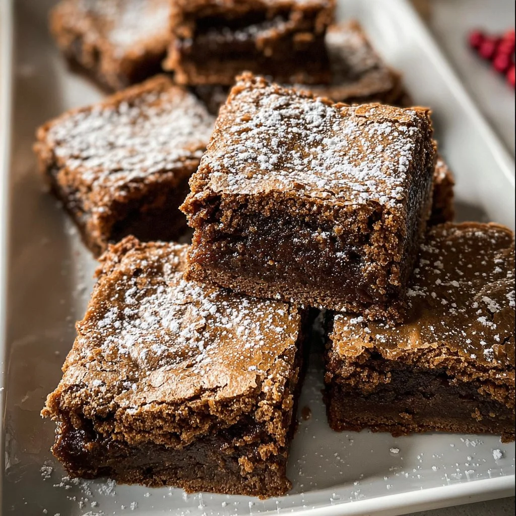 Delicious homemade gingerbread brownies with chocolate and spices