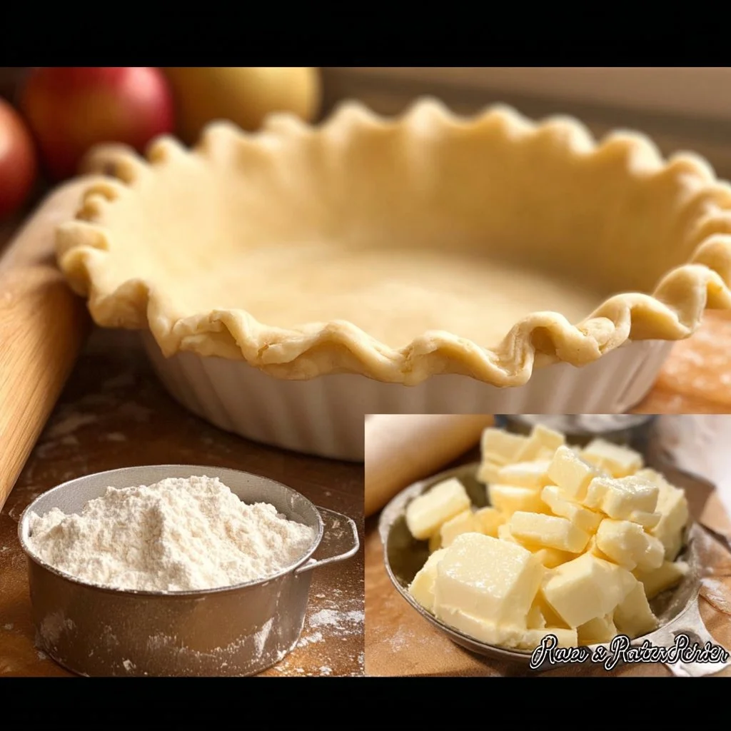 Homemade all butter pie crust ready for baking from scratch.