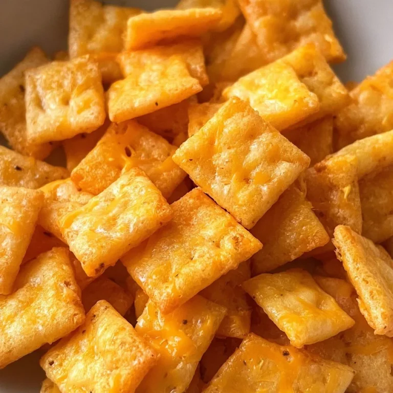 A plate of homemade Cheeze-Its, golden-brown cheesy crackers baked to perfection.