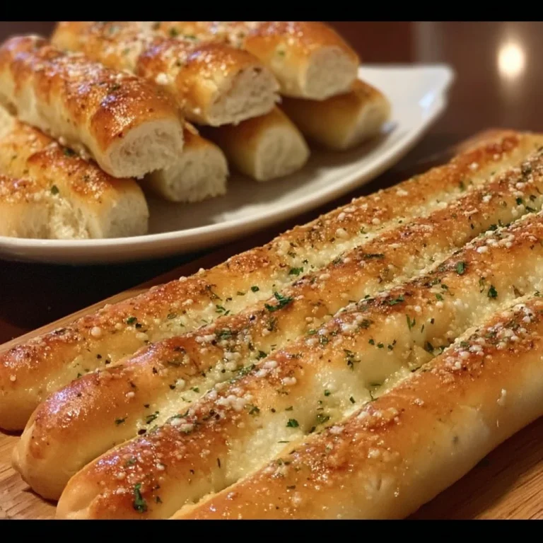 Freshly baked Olive Garden breadsticks served with marinara sauce