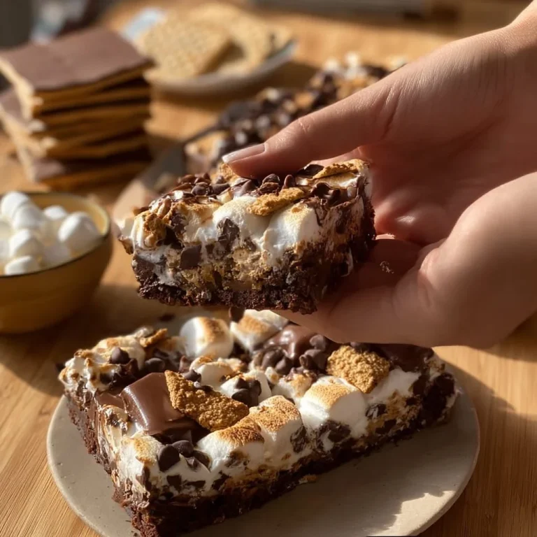 Decadent S'mores Brownies with chocolate, marshmallows, and graham crackers
