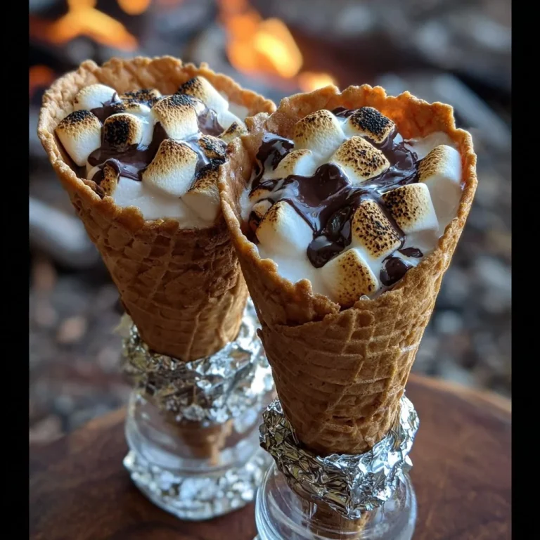 Delicious S'mores Cones with chocolate and marshmallows