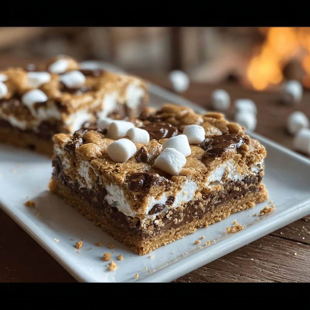 Delicious S'mores Cookie Bars with gooey chocolate and marshmallows