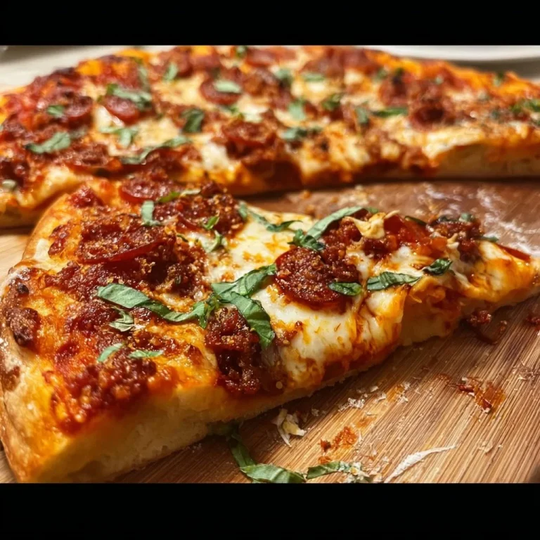 Delicious spicy chorizo pizza topped with fresh ingredients and cheese