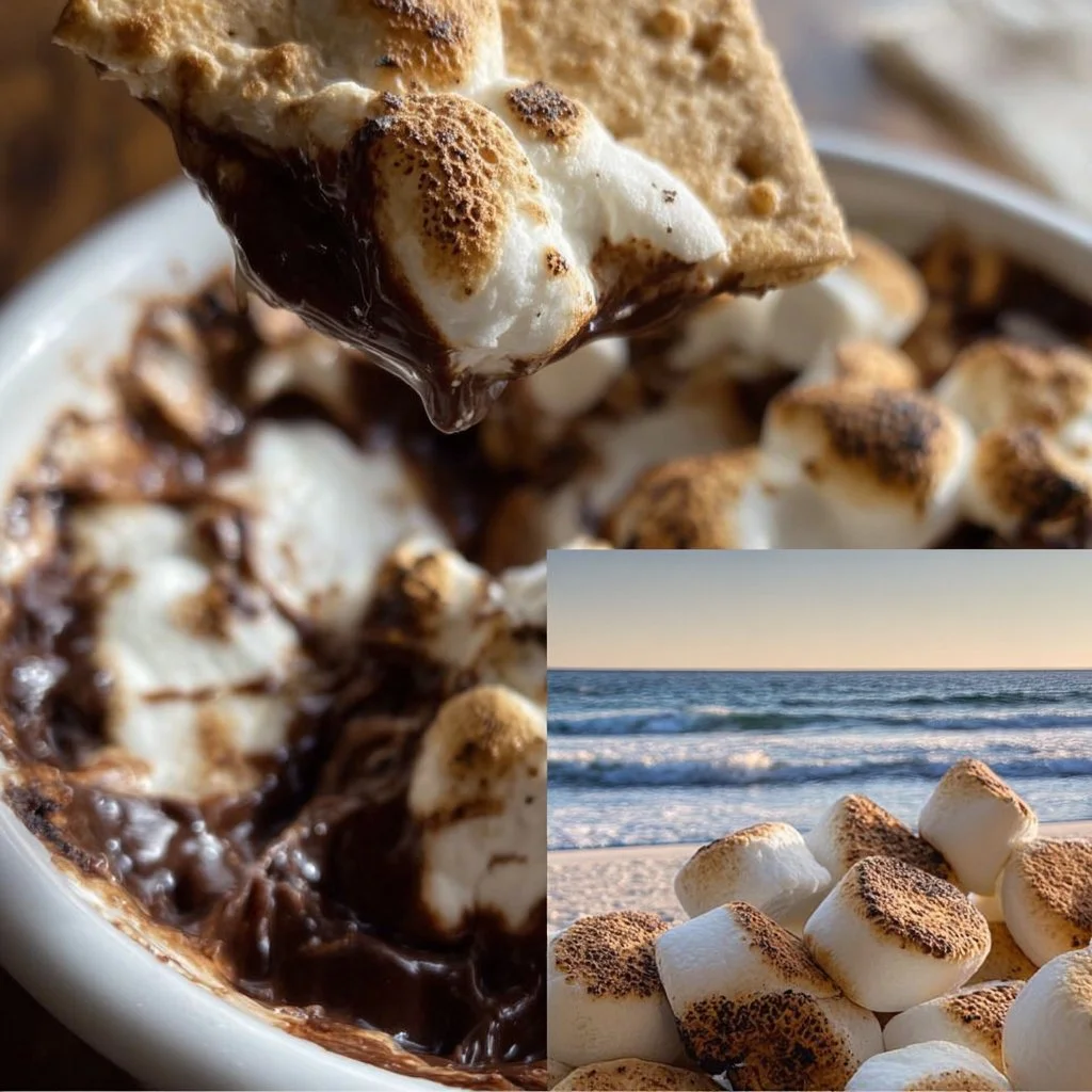Delicious Traeger S'mores Dip with melted chocolate and marshmallows