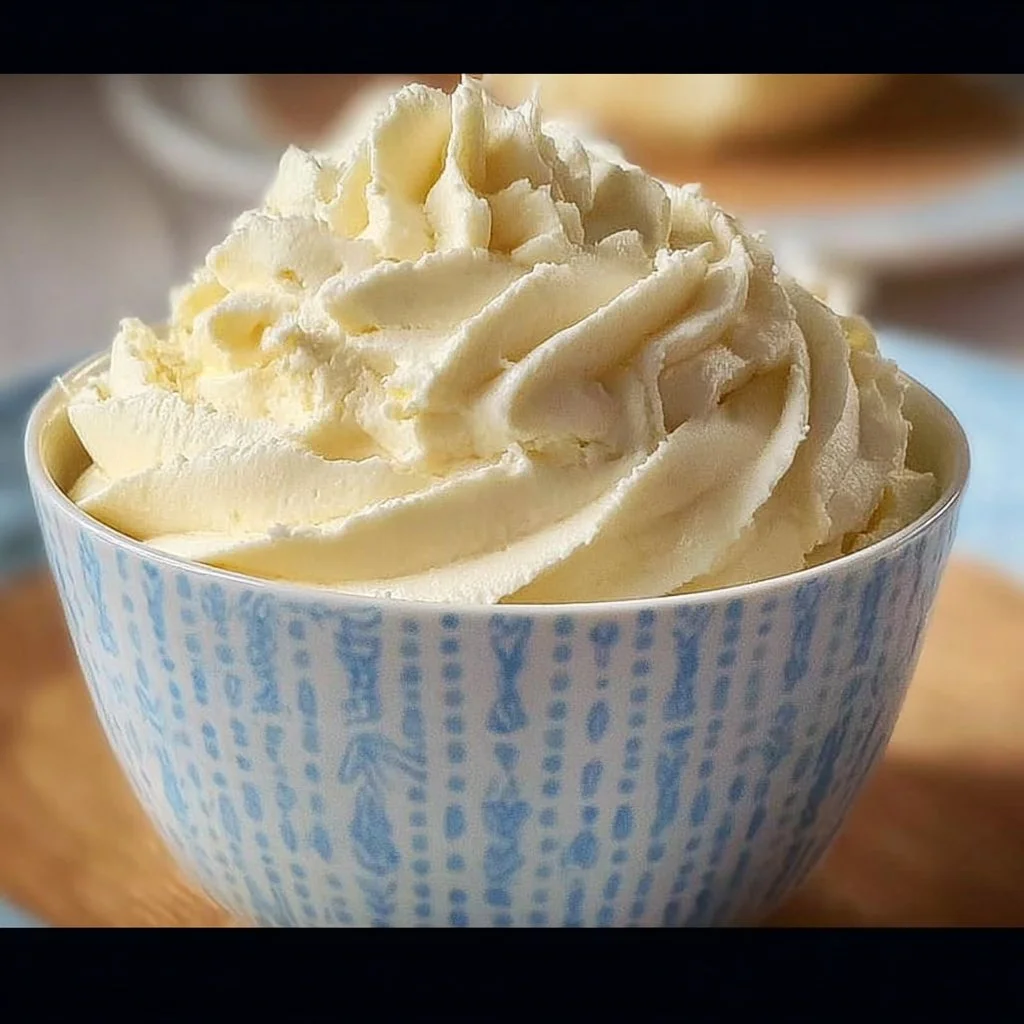 Delicious vanilla buttercream frosting used for decorating cakes and cupcakes.
