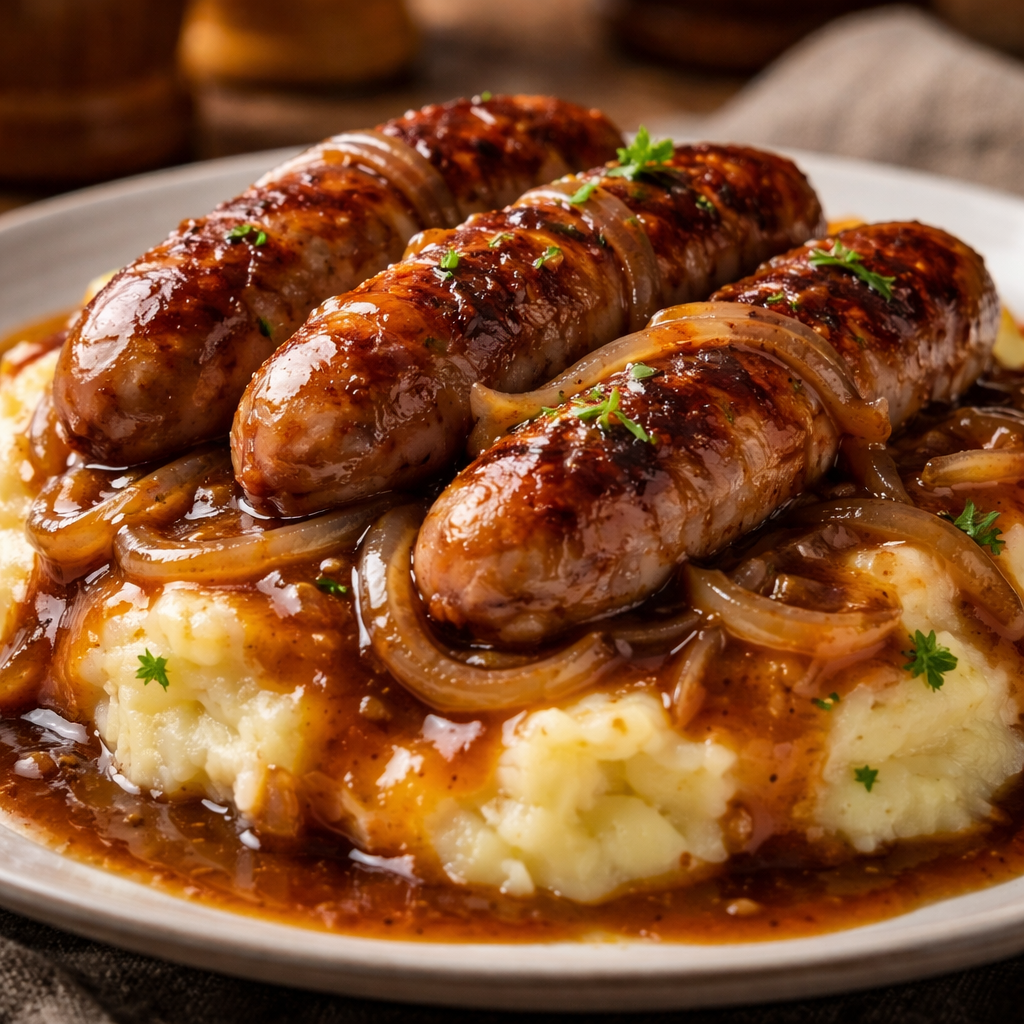 True Bangers and Mash with Onion Gravy - Pure Comfort Food