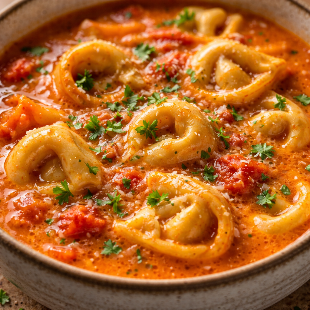 Parmesan Tomato Tortellini Soup