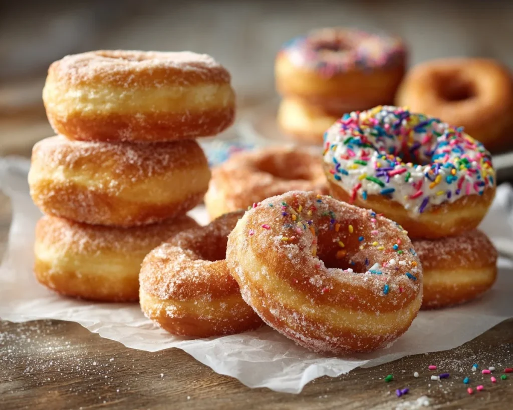 Two delicious homemade donuts made with just two ingredients.