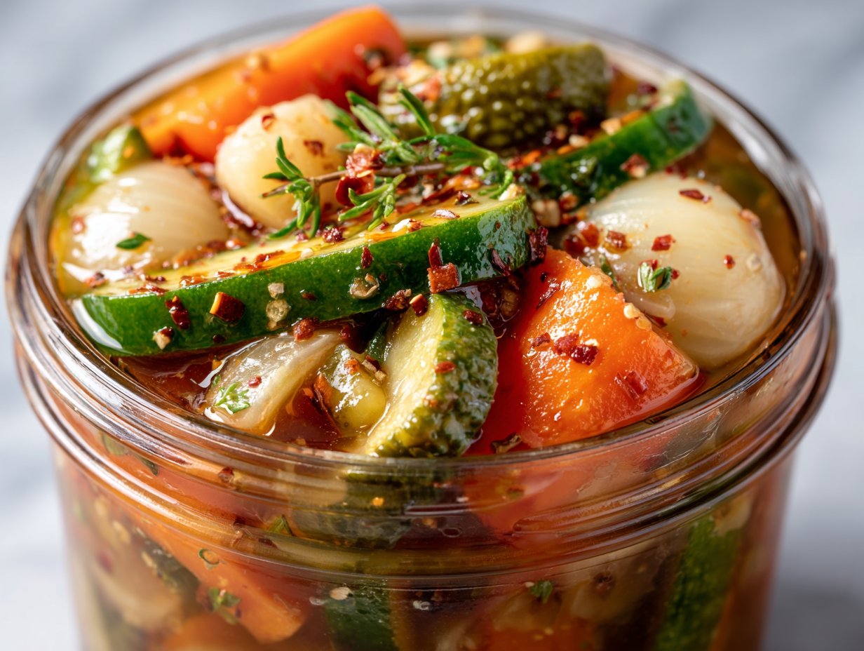 Crunchy Tangy Refrigerator Pickled Vegetables