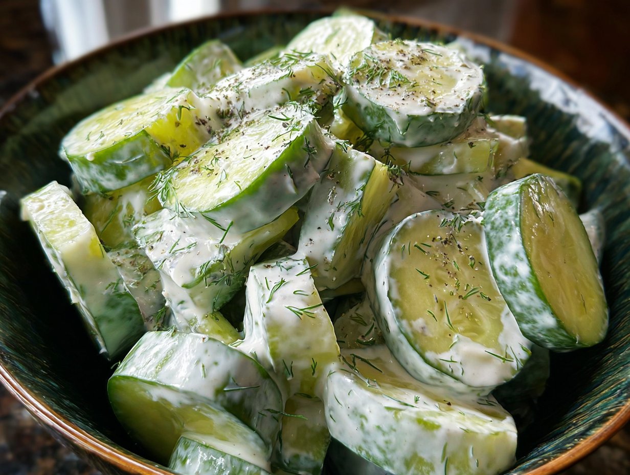 Creamy Dill Pickle Cucumber Salad