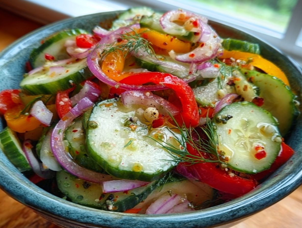 Pickled Cucumber, Onion, and Bell Pepper Salad