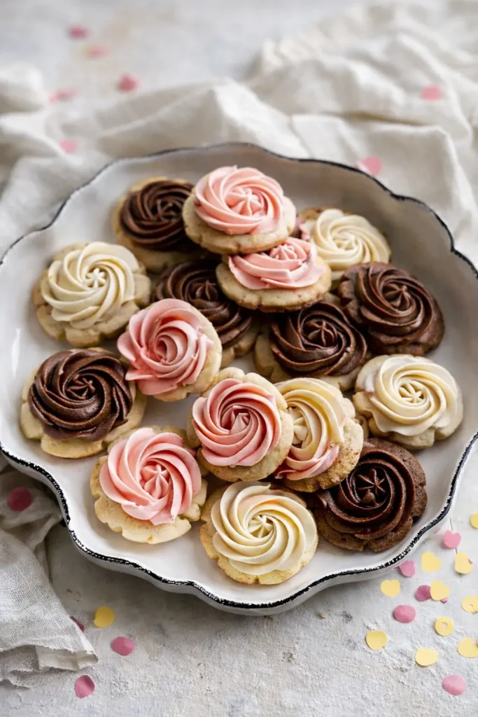 Rose Neapolitan Spritz Cookies