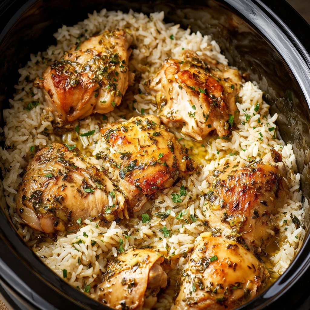 Slow Cooker Lemon Herb Chicken with Fluffy Rice