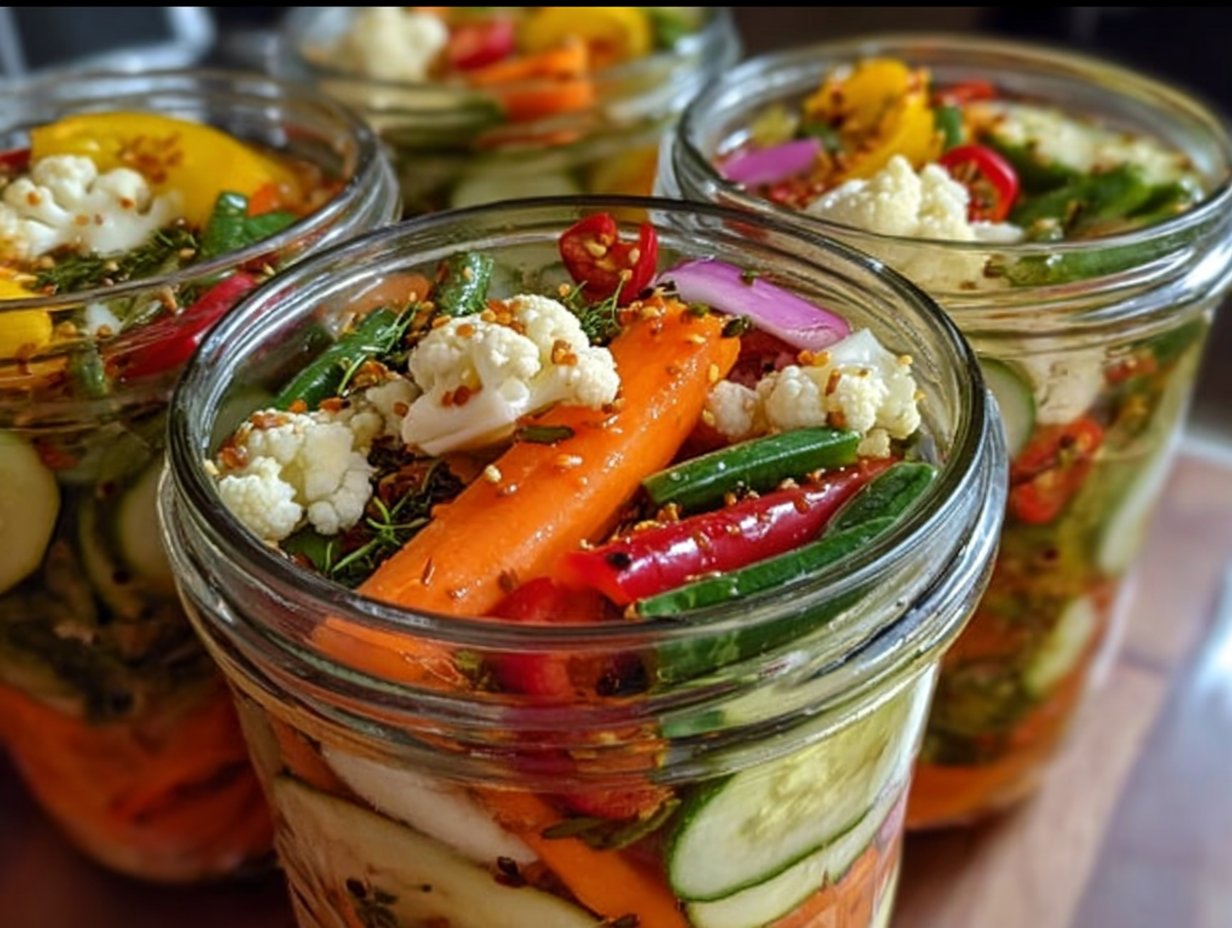 Crunchy Tangy Refrigerator Pickled Vegetables