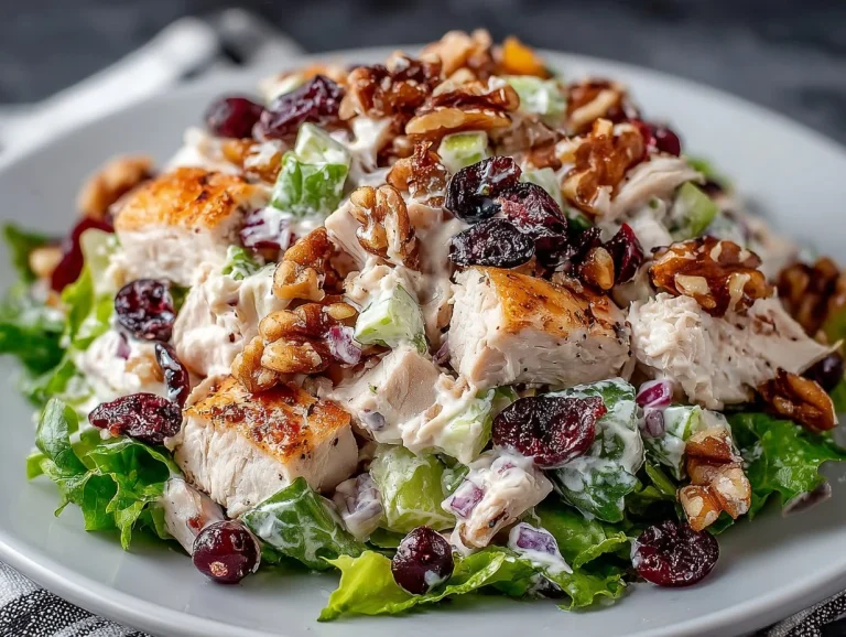 Delicious cranberry chicken salad served in a bowl, garnished with sliced almonds.