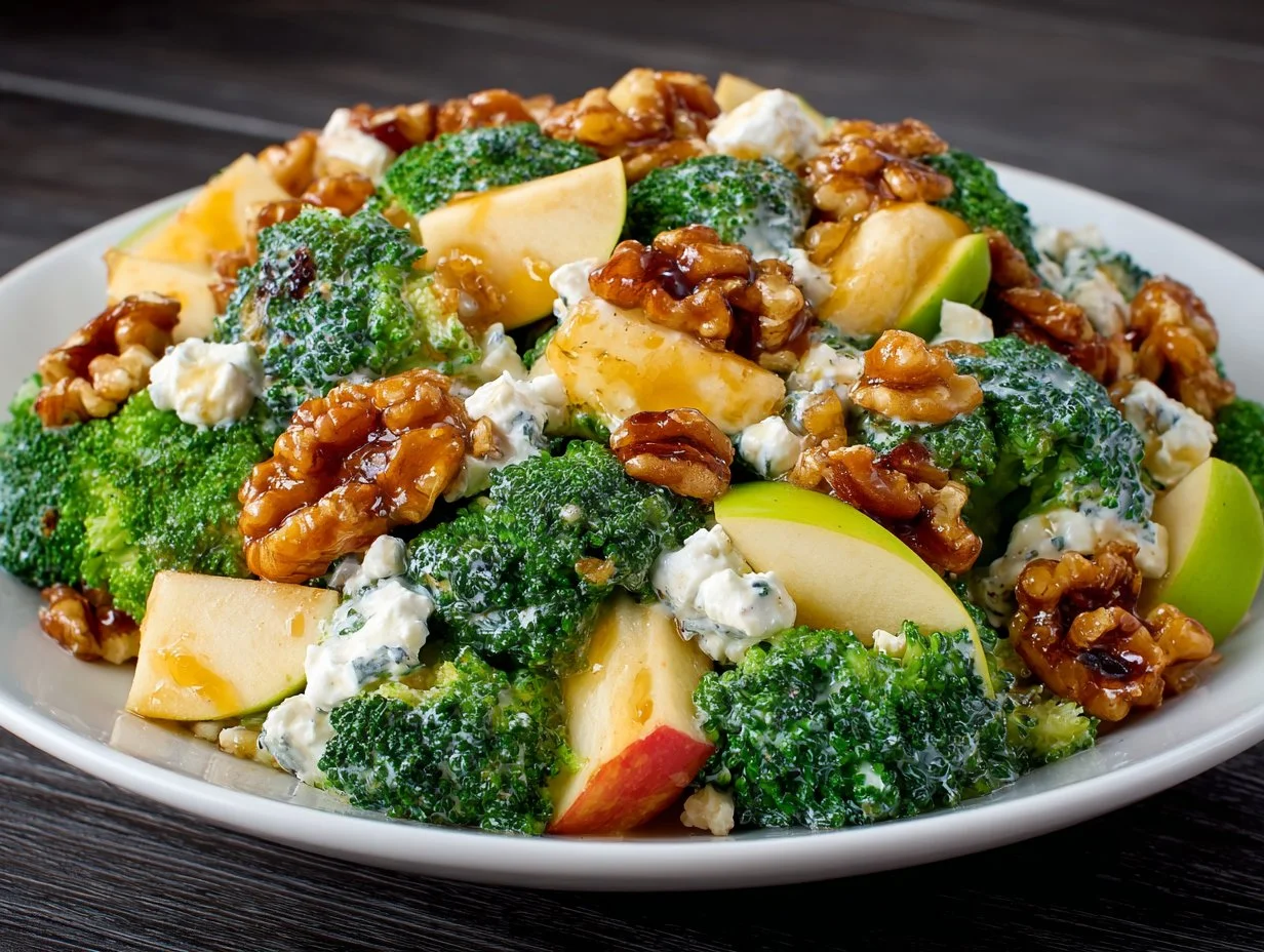 Fresh Apple Broccoli Salad with crunchy apples and broccoli florets in a bowl