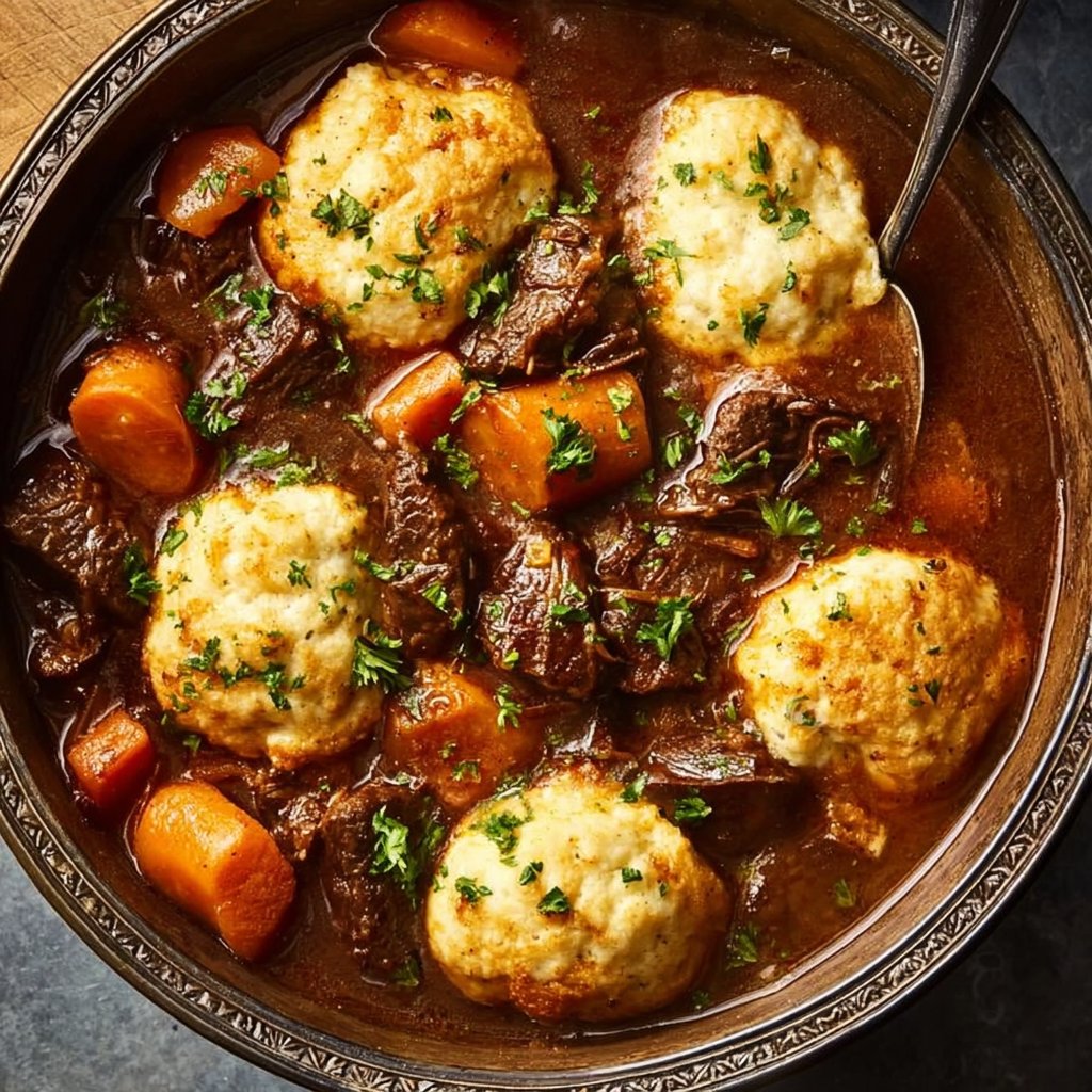 Slow Cooker Beef Stew and Dumplings