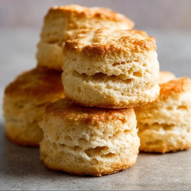Fluffy baking powder biscuits on a wooden table ready to be served