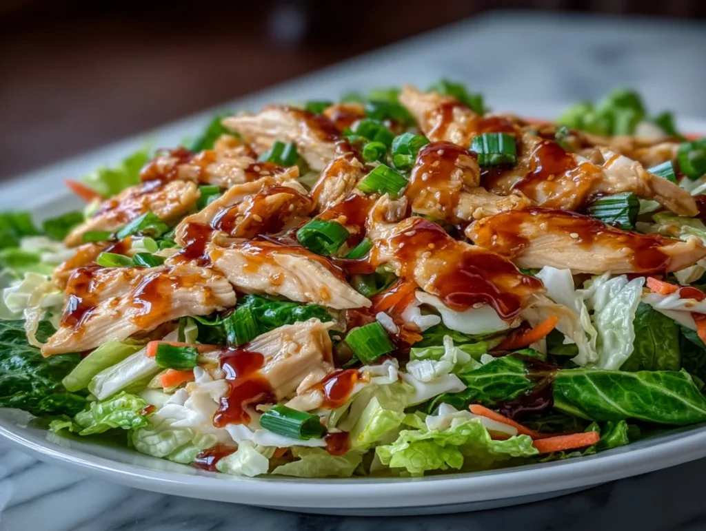 Delicious Bang Bang Chicken Salad served in a bowl with fresh veggies and sauce