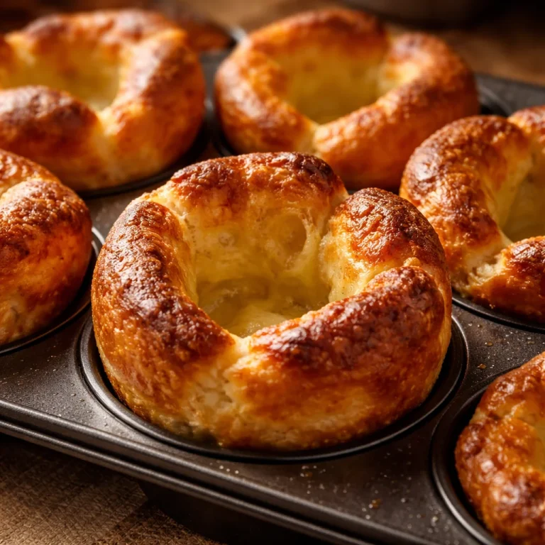 Fluffy and golden best Yorkshire pudding served on a platter