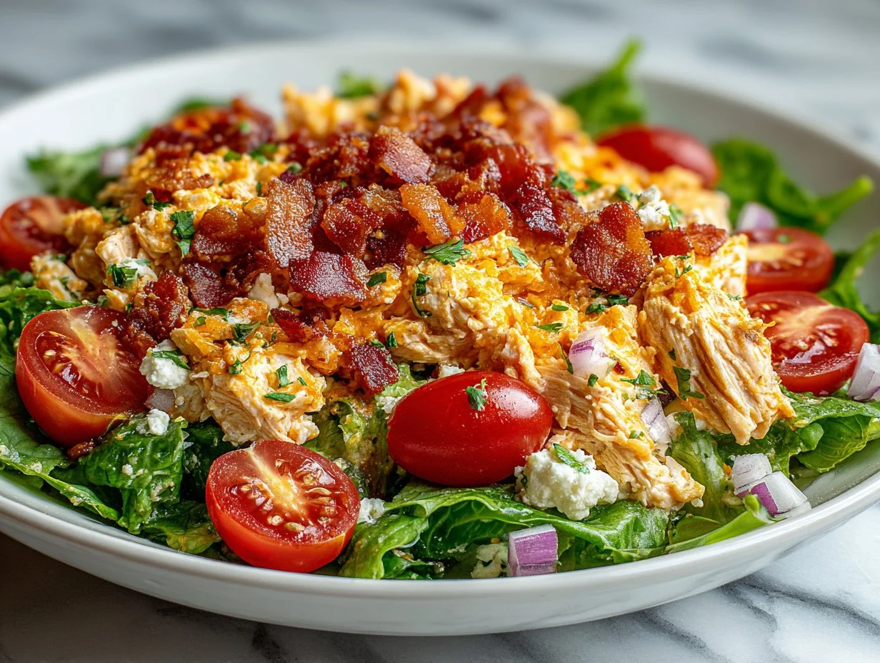 Delicious BLT Chicken Salad with crispy bacon and fresh ingredients