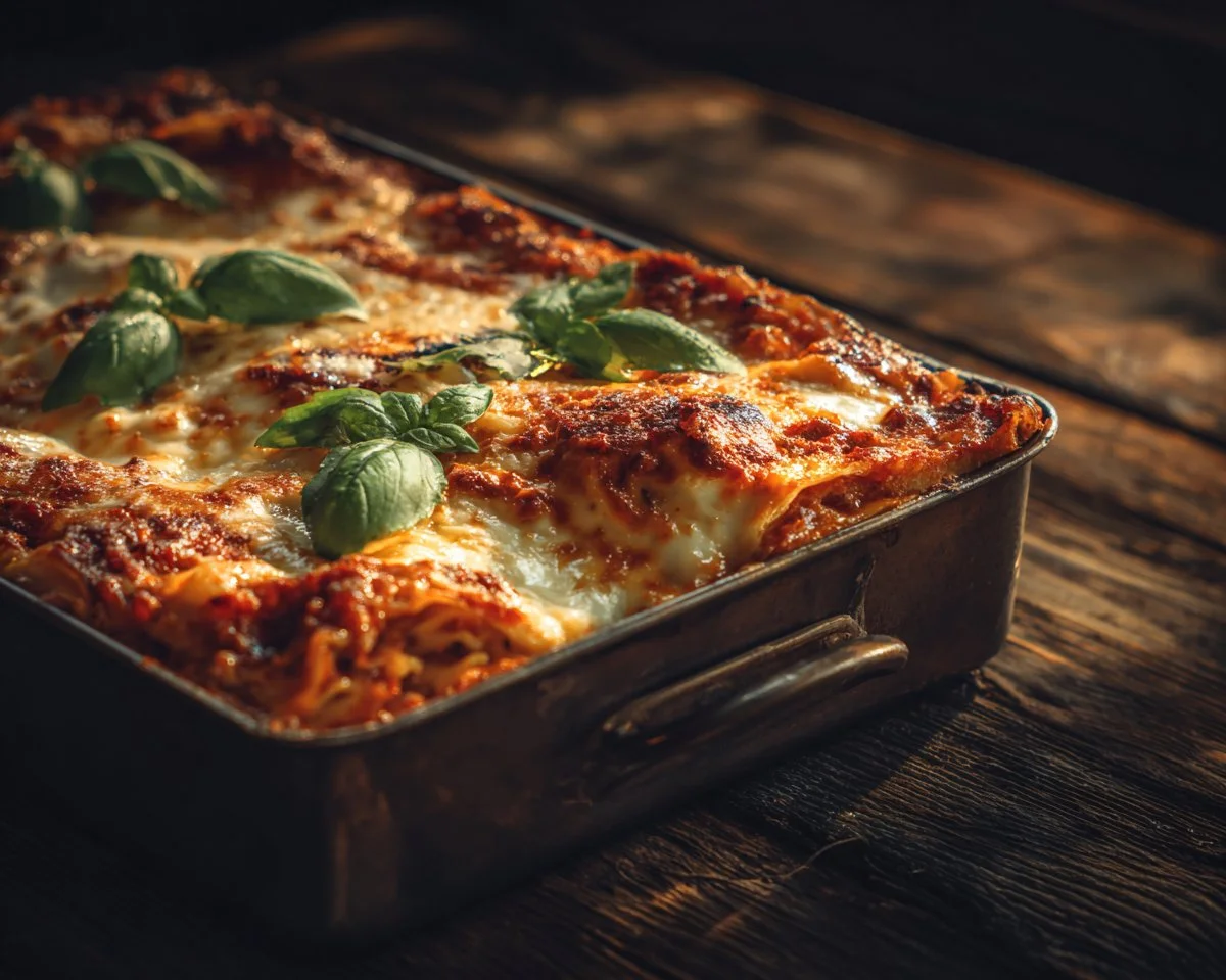 Delicious cabbage lasagna layered with cheese and sauce