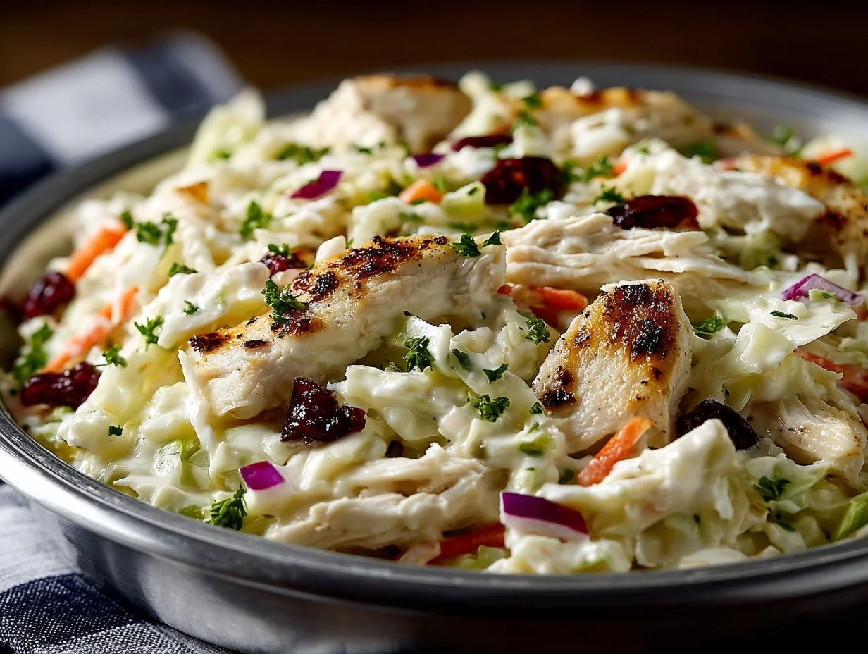 Delicious Chicken Apple Coleslaw served in a bowl with fresh ingredients