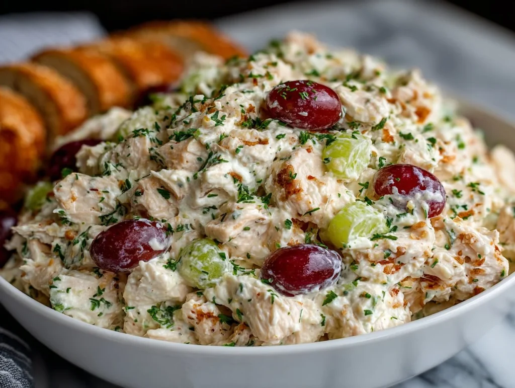 Delicious Chicken Salad with Grapes served in a bowl