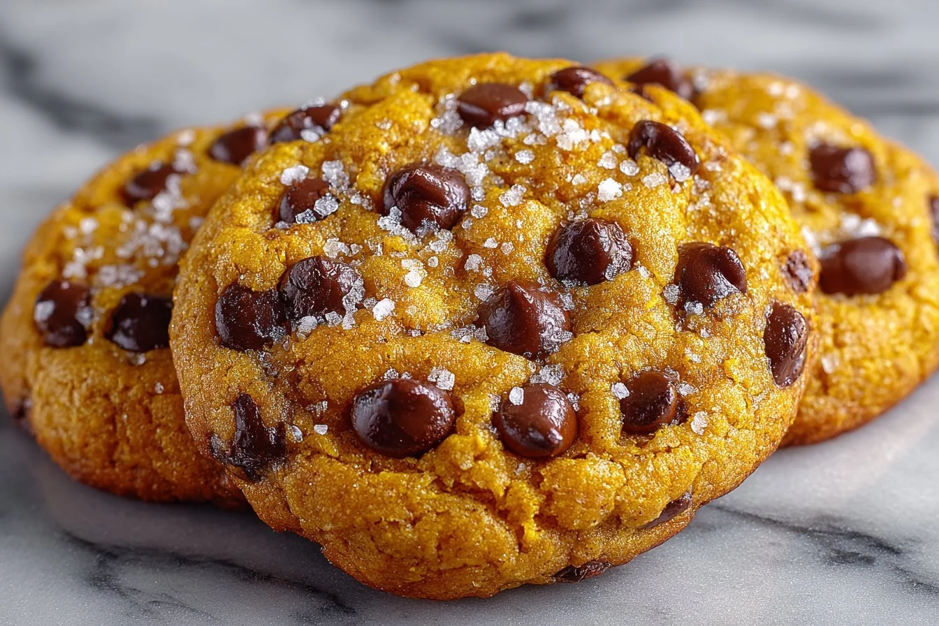 Chocolate chip gluten-free pumpkin cookies on a plate