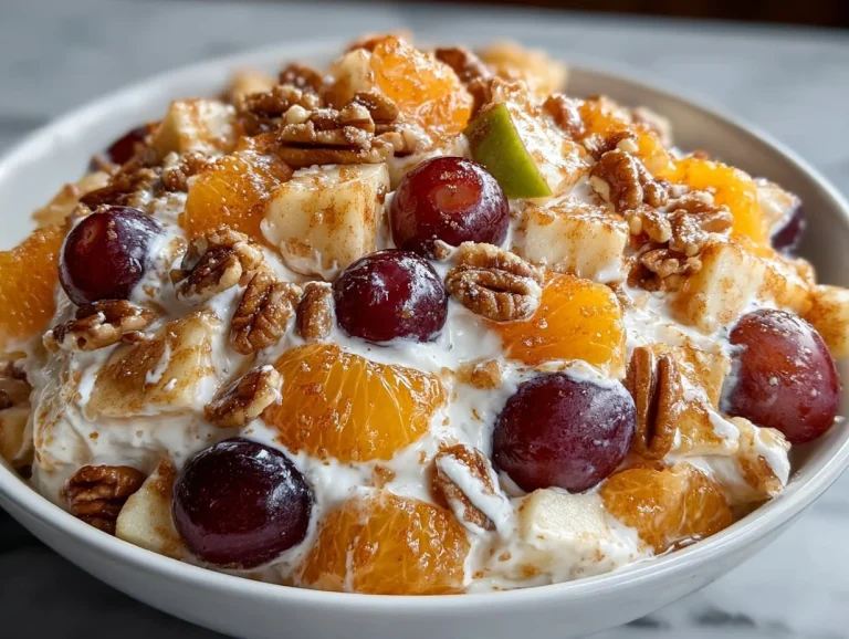 Bowl of Cinnamon Apple Grape Salad with diced apples and grapes