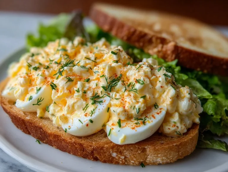 Classic egg salad served in a bowl with fresh herbs.
