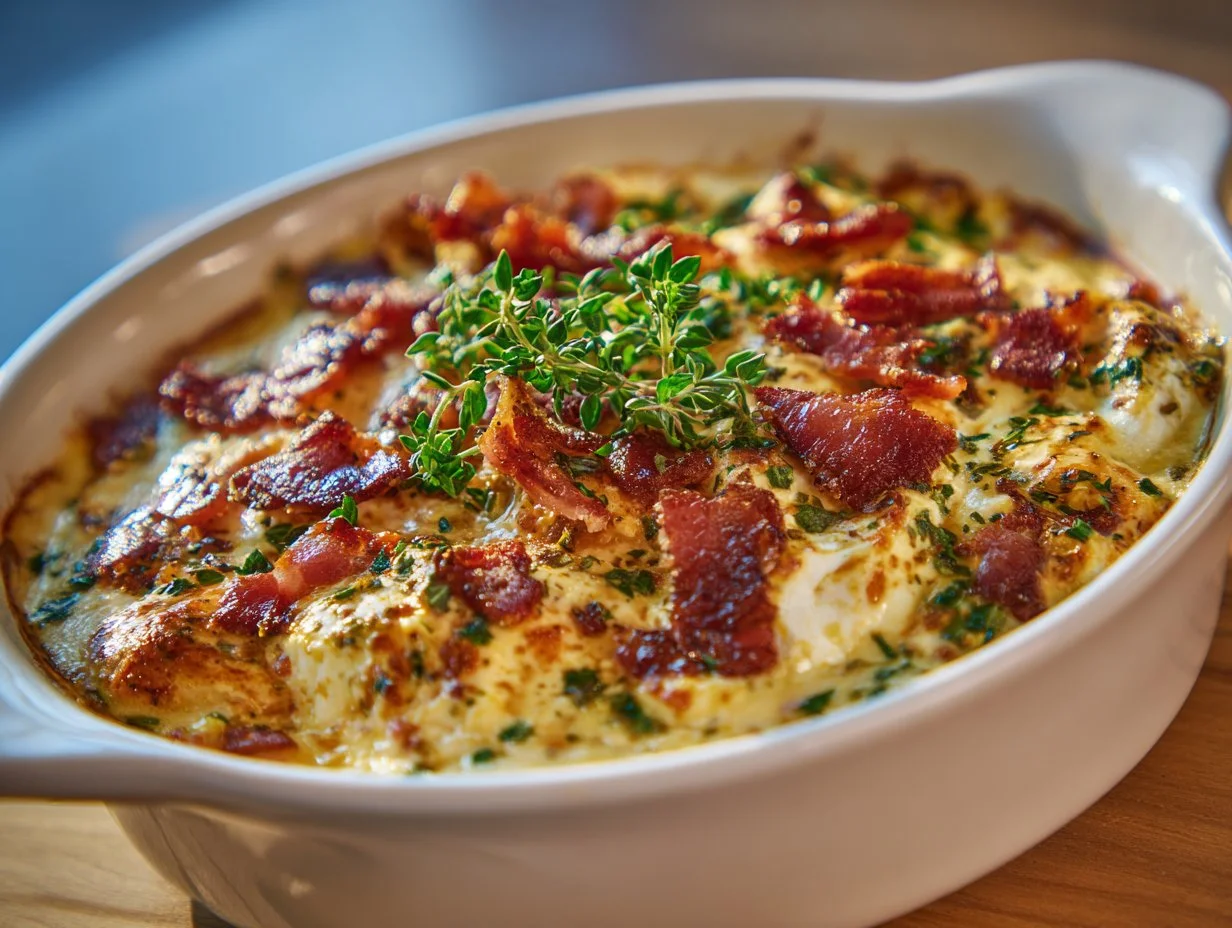 Creamy Crack Chicken in a bowl served with parsley garnish
