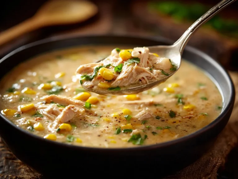 A bowl of creamy cheesy chicken white chili topped with cheese and cilantro