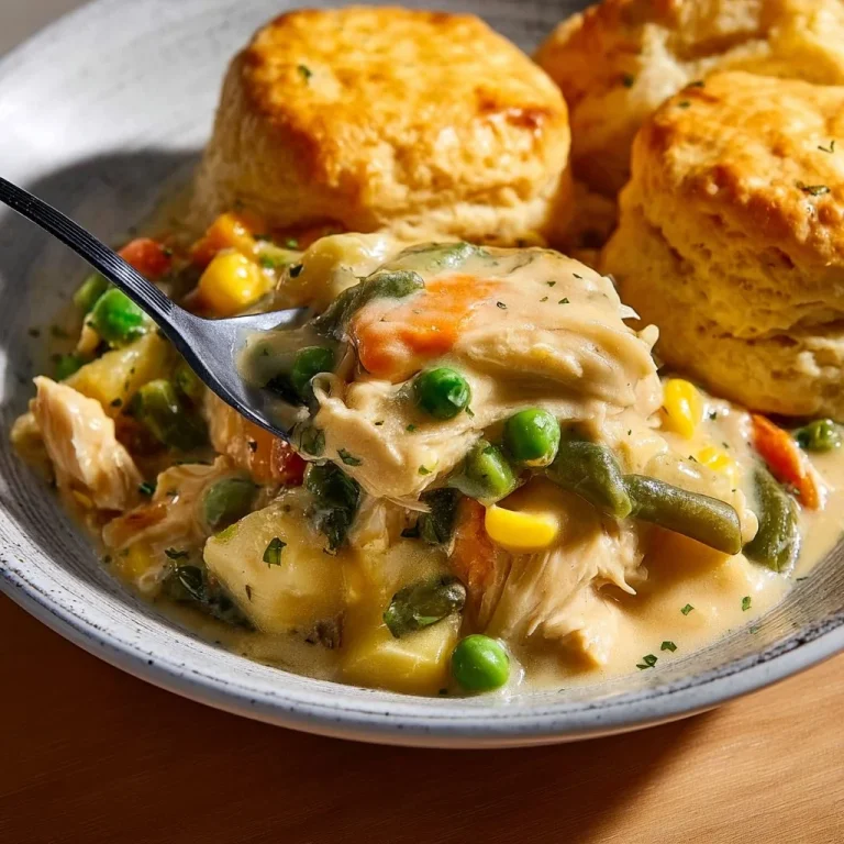 Delicious Crock Pot Chicken Pot Pie served in a rustic bowl with fresh herbs
