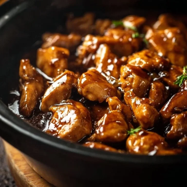 Crockpot Bourbon Chicken served with rice and vegetables