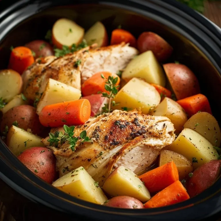 Delicious Crockpot Chicken Breast and Potatoes dish, ready to serve.