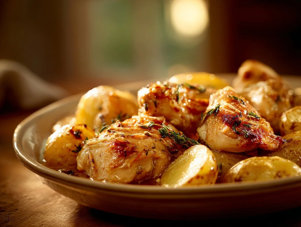 Crockpot Garlic Parmesan Chicken with potatoes, a delicious and easy recipe