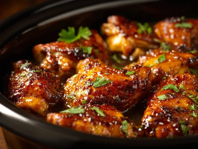 Delicious Crockpot Honey Garlic Chicken served on a plate with vegetables