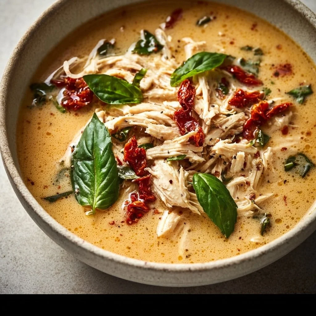Bowl of Crockpot Marry Me Chicken Soup garnished with parsley