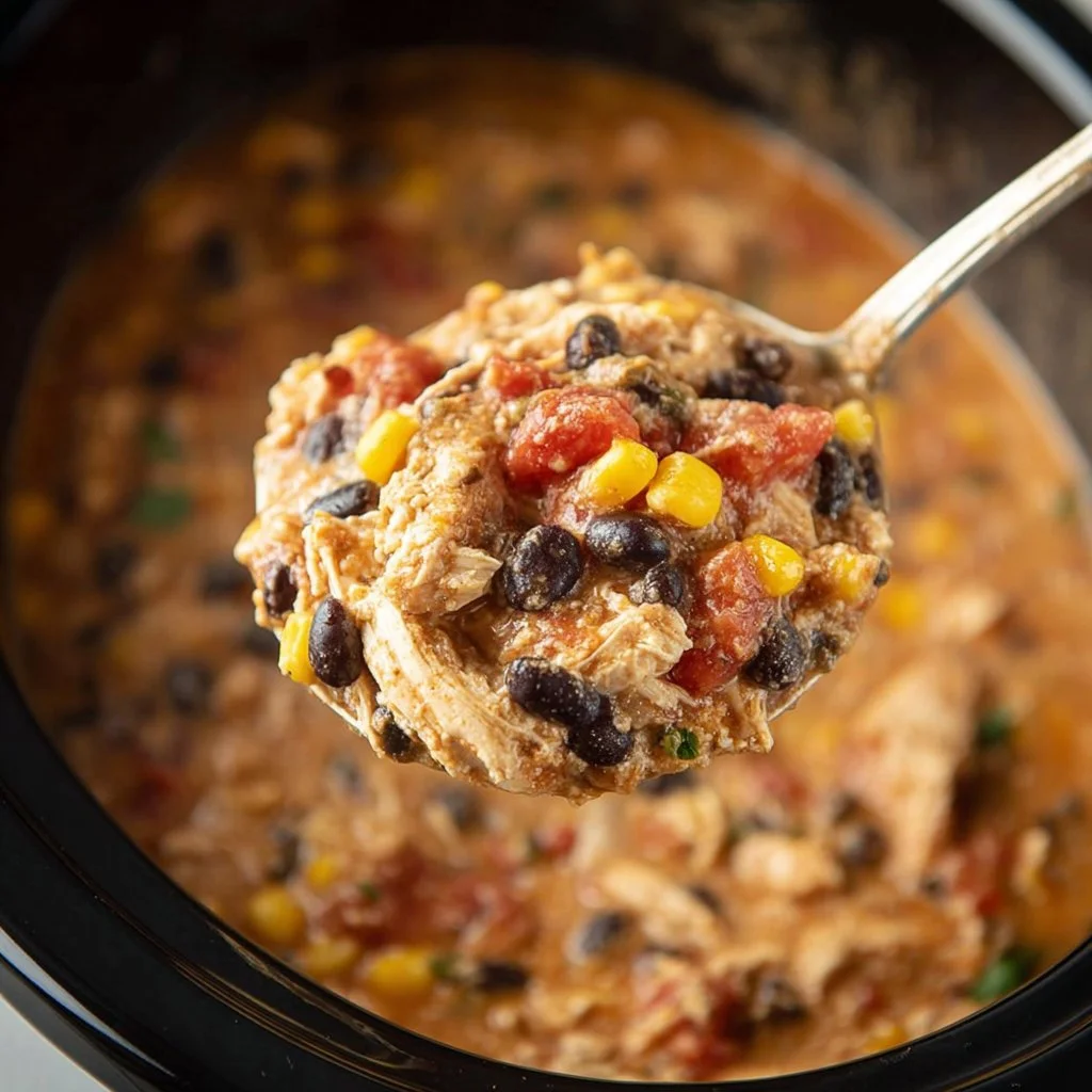 Crockpot White Chicken Chili served in a bowl with toppings