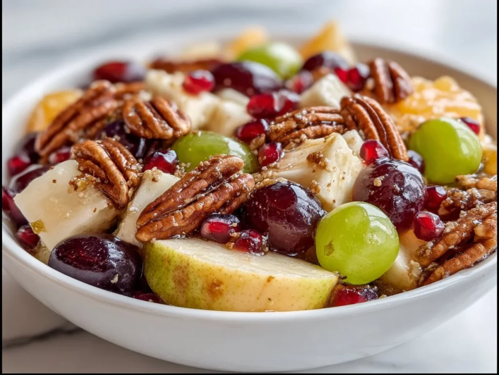Delightful fall fruit salad with seasonal fruits and autumn flavors
