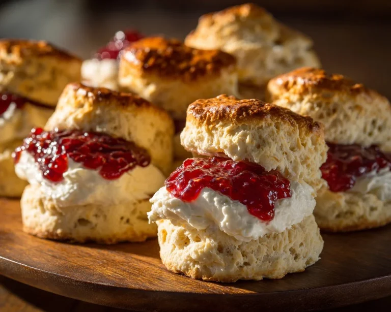Easy 3 ingredient scones freshly baked on a plate
