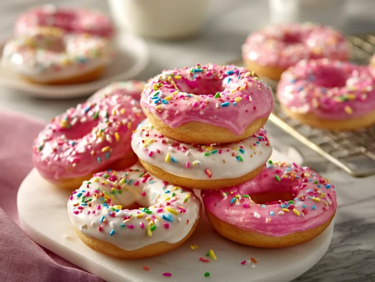 Delicious homemade easy baked cake donuts on a table