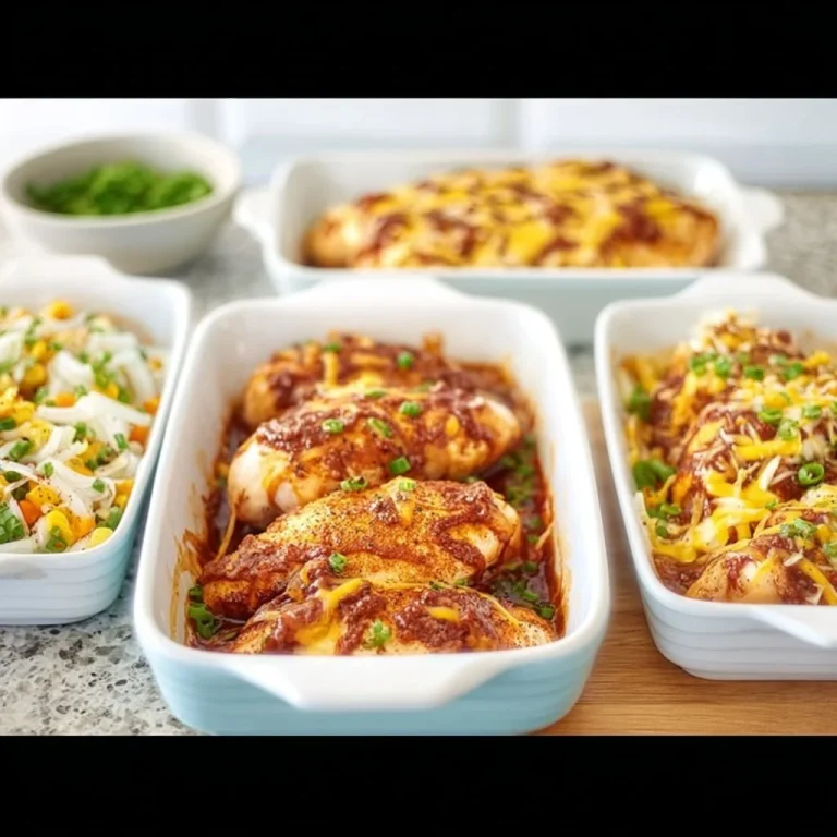 Easy BBQ Chicken Bake topped with barbecue sauce and garnished with herbs