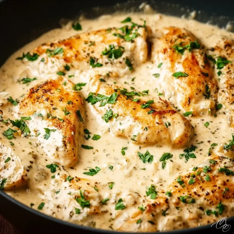 Delicious easy cream cheese chicken dish served with garnishes.