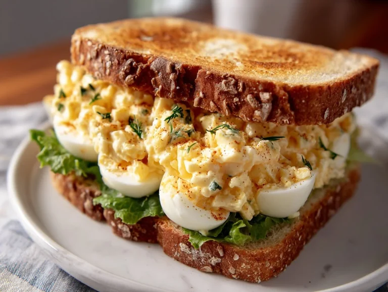 Creamy egg salad served in a bowl with herbs and spices