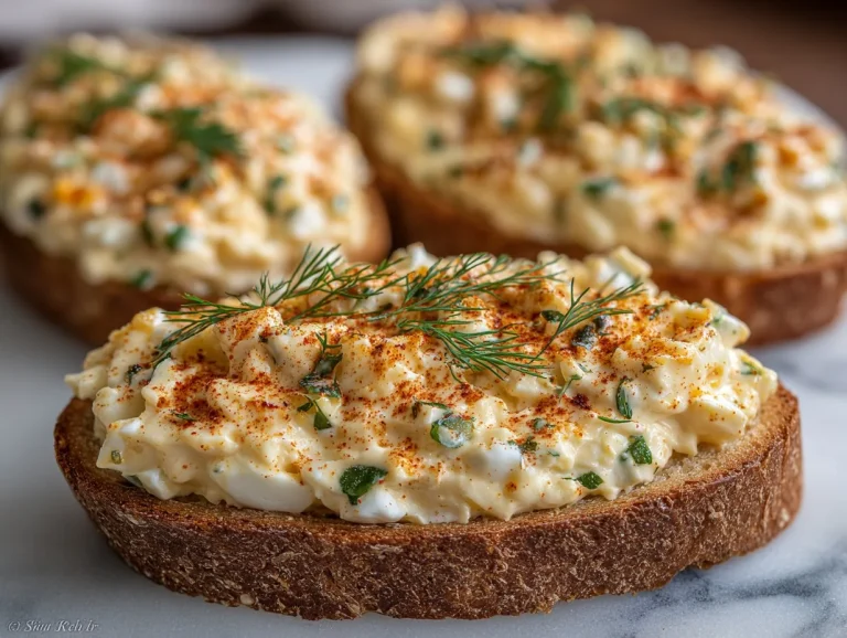 Delicious homemade egg salad served on a plate