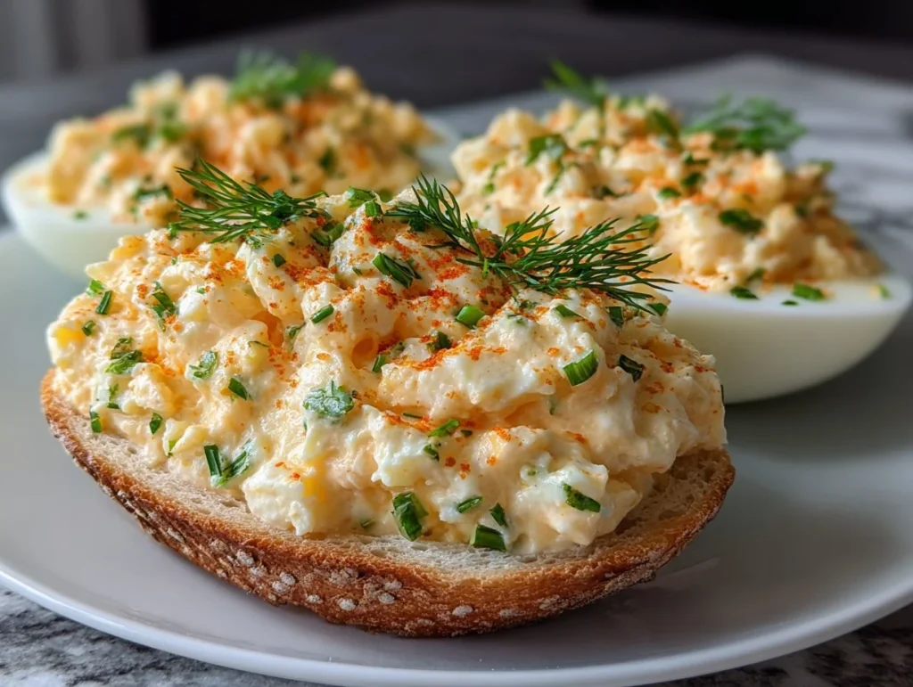 Delicious homemade egg salad served in a bowl